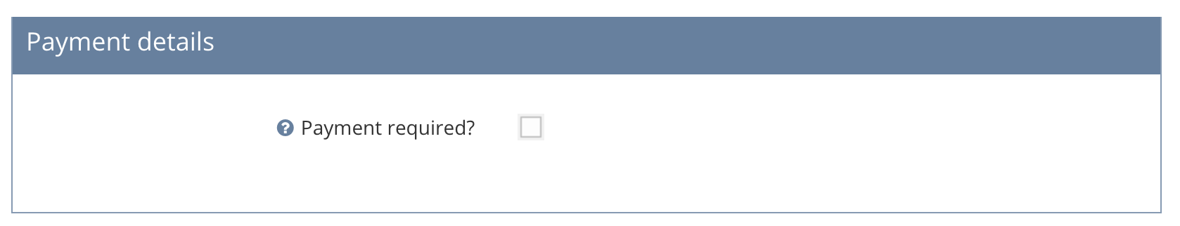 Payment needed checkbox